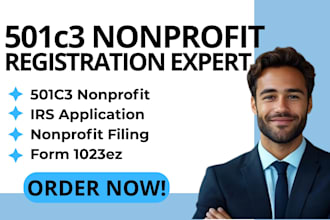 prepare 501c3 nonprofit registration and tax exempt filing with irs approval
