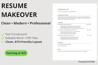 professionally format and redesign your resume in ms word