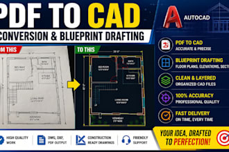 convert PDF to cad, draft blueprints, draftsman