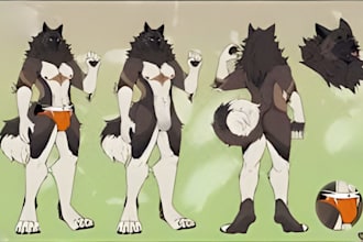 draw furry ref sheet anthro character design reference sheet fursona art