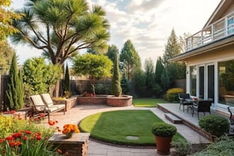 design landscape, backyard, front yard, patio, garden and swimming pool