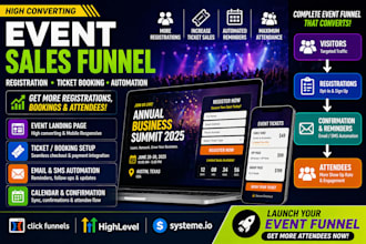 build sales funnel landing page ghl click funnels event wedding webinar summit