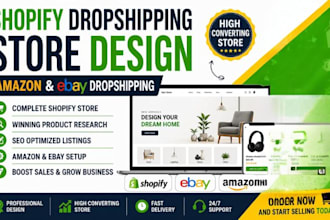 design shopify dropshipping store amazon ebay dropshipping ebay product listing