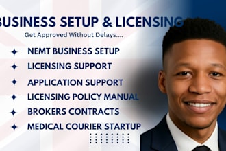 assist with licensing and policies for nemt, home care, medical courier