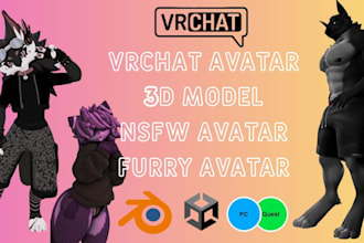 create a custom vrchat furry avatar furry vrchat with facial fursona rigging