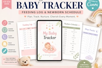 create editable baby tracker feeding log newborn schedule in canva