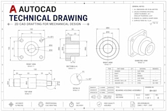 create autocad technical drawing 2d cad drafting for mechanical design