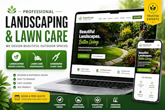 design professional landscaping website gardening lawncare website