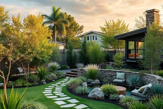 a harmonious landscape backyard design as a landscape architect
