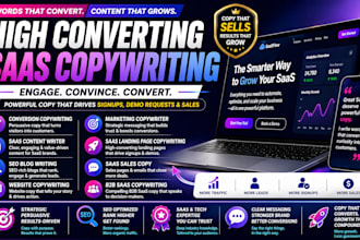 write high converting saas landing page b2b saas website content seo blog page