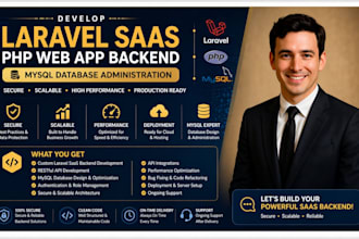 develop laravel saas php web app backend mysql database administration