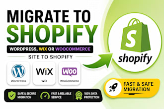 migrate wordpress, wix or woocommerce site to shopify, shopify migration pro