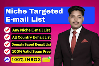 do niche targeted verified email list, b2b, bulk email list for email marketing