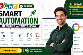 setup zoho invoice zoho sign zoho thrive zoho books zoho inventory automation va