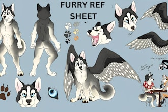 draw furry ref sheet, fursona ref sheet, anthro character design and nsfw art
