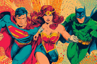 illustrate a superhero pop art portraits
