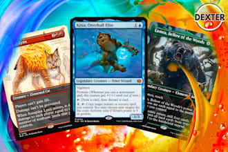 create mtg, tcg, and anime card illustration for deck, board game, printed card