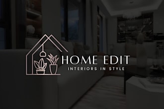 design modern minimalist interior, home decor, real state and furniture logo
