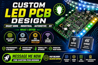do custom led pcb design, smart home, industrial, automotive, esp32, stm32 iot