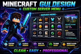 design custom minecraft gui or menu for server