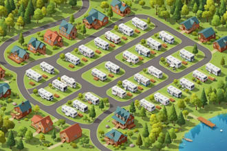 design 2d 3d vector map, rv park resort map, campground map, property maps