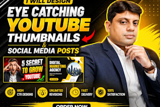design eye cactching youtube tumbnails and social media posts