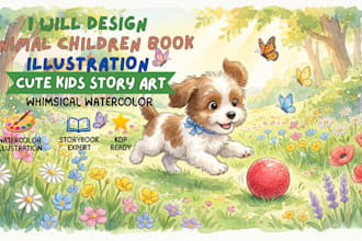 draw whimsical watercolor animal children book illustration cute kids story art
