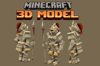 create custom minecraft blockbench 3d model, skin, map, animation and textures