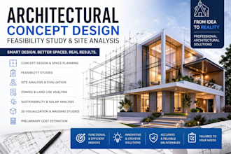 design architectural concept design, feasibility study, site analysis services
