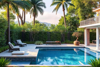 design layout 2d, landscape garden, backyard, pool