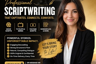 write professional screenplay  movie script film script TV series script