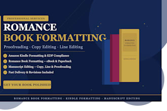 proofread romance book formatting copy or line editing kindle book publishing