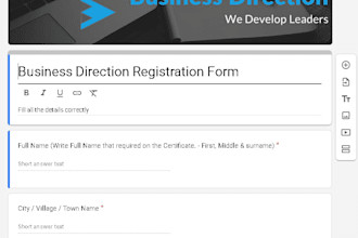develop google form for data collection or questionary