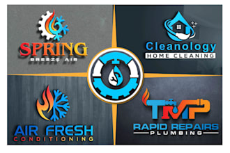 design a professional plumbing, hvac and cleaning logo