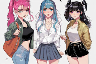 design anime outfit and fashion character illustration
