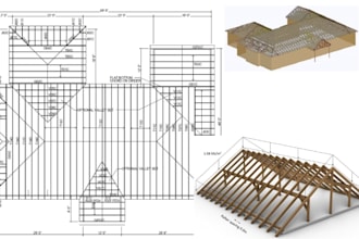 roof and ceiling structural design, roof extension and truss framing cad drawing