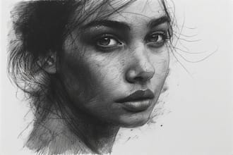 draw a custom pencil or charcoal portrait
