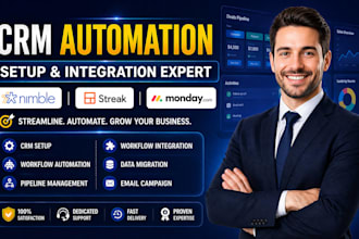 setup nimble crm streak automation salesforce monday crm workflow integration va