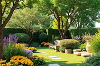create garden or landscape 3d rendering