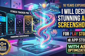 design professional app screenshots for play store app store ios app screenshots