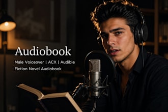 narrate or edit audiobook, male voiceover, acx audible fiction novel audiobook