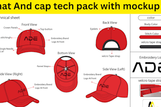 design custom hat and cap with tech pack and mockup