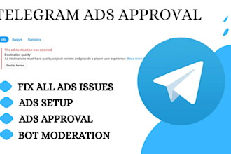 fix telegram ads issues, approve telegram ads destination, telegram promotion