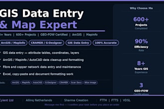 do gis data entry, map data cleanup and arcgis formatting