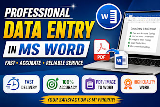 do fast and accurate data entry, PDF to ms word typing and formatting