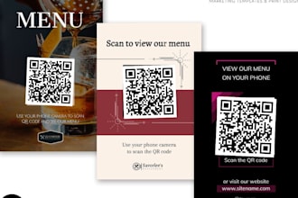 design restaurant food menu bar menu cafe menu branded scannable recipe qr code