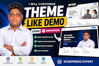 customize wordpress theme like demo using elementor