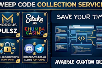 collect sweeps code of modo stake pulsz chumba playfame
