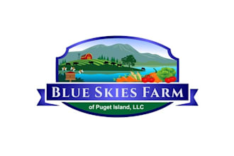 make small farm logo for blue skies farm of puget island