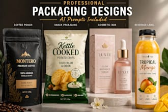 generate professional packaging designs, coffee pouch ai prompts for your brand